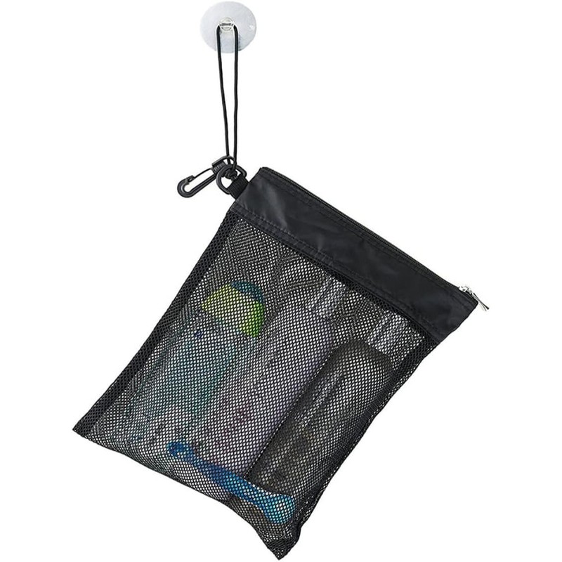 Bolsa de Ducha Portátil de Malla con Ventosa y Cremallera