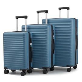 US Warehouse High Quality Waterproof Luxury Hard Shell 3 Pieces Business Travel Suitcase Luggage Set PC ABS Trolley Suitcase Setcolor: Blue