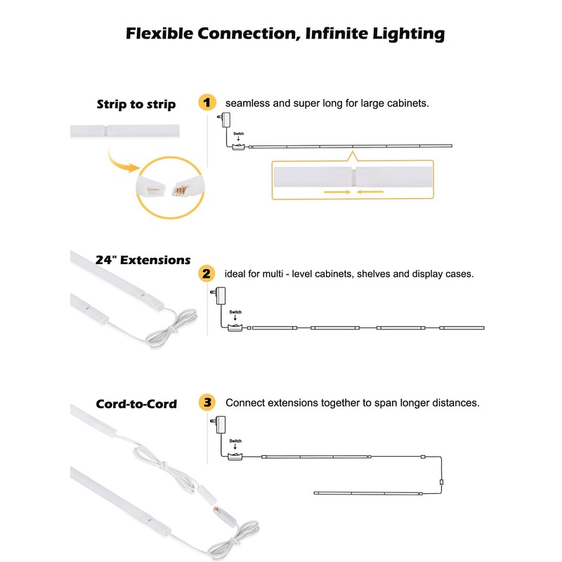 LED Under Cabinet Lighting 6pcs 30cm Seamlessly Linkable Strip Light