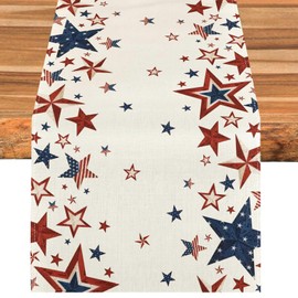 Bloss 4th of July Table Runner Stars Patriotic Table Runners Red White and Blue Table Runner for Independence Day Memorial Day, Fourth of July Decorations,13 x 108 Inch