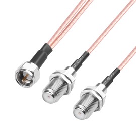 YAODHAOD F-Type RG6 Splitter Coax Cable F Male to F Dual Female RG316 Coaxial Cable 3 Way Internet and TV Antenna 50Ohm Splitter Combiner(15cm/6 inch)