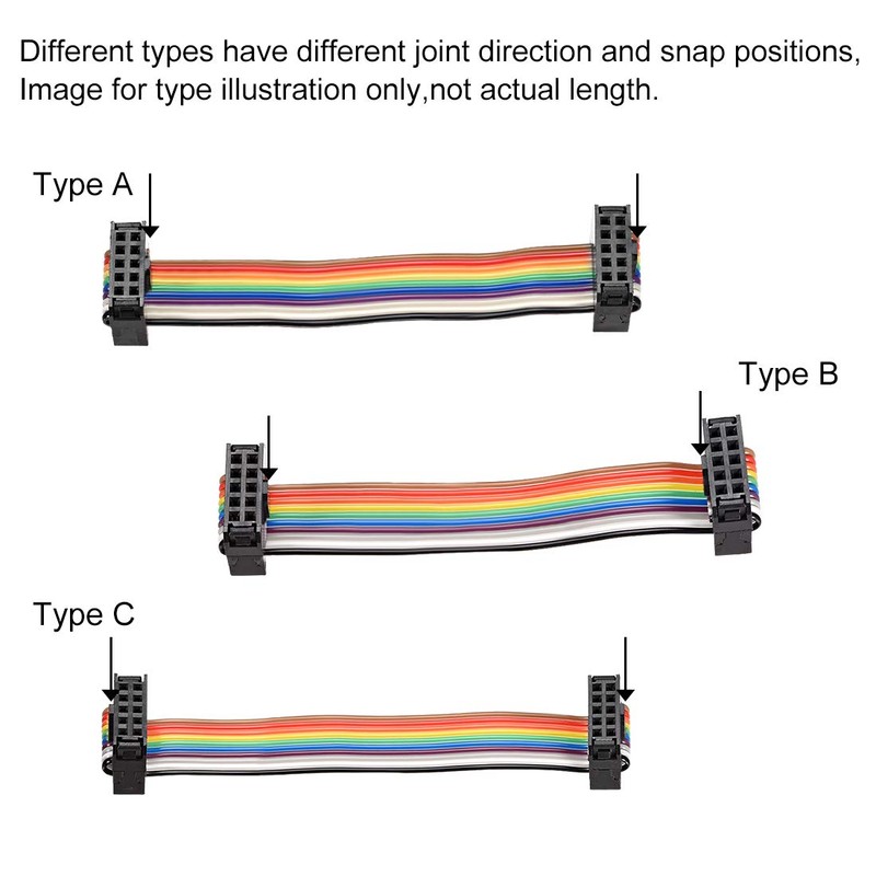 sourcing map IDC Rainbow Wire Flat Ribbon Cable 20 Pins