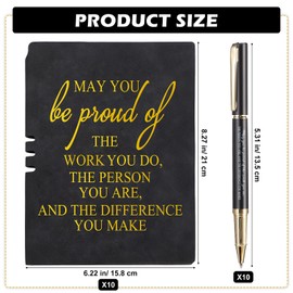 Kosiz 20 Pcs Employees Appreciation Gifts Bulk Inspirational A5 Leather Notebooks Journal with Motivational Ballpoint Pen Thank You Gifts for Coworker Team Teacher Student Back to School (Black)