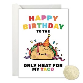Lumoaster Husband Birthday Card - Funny Birthday Cards & Gifts for Husband, Men Boyfriend Him Fiance - Romantic Cute Taco Bday Cards Decorations