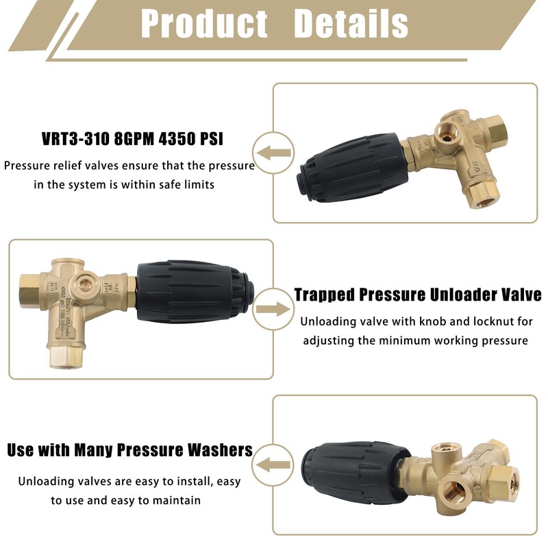 waltyotur 2Pcs VRT3-310 8GPM 4350 PSI 3/8 Inch FNPT Trapped