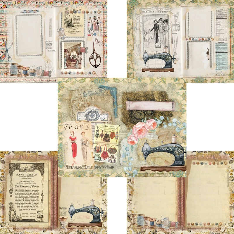 EZscrapbooks Vintage Sewing Journal Pages - EZ Journal - 7377