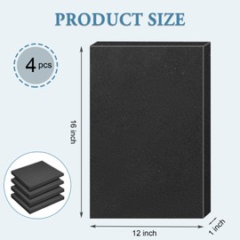 Black Polyurethane Foam Inserts for Cases, 4 Pcs 16 x 12 x 1 Inch, Cuttable Packing Padding for Tool Box, Camera, Crafts and Storage