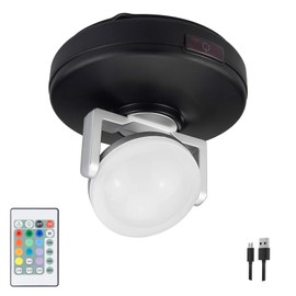 BIGMONAT Battery Operated Wireless Spotlight, Color Changing Accent Light, Rechargeable Dartboard Light with Remote, Dimmable RGB Puck Light for Up Lighting Painting Picture Artwork Tree Plant