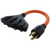 AC WORKS L14-30 30Amp 4-Prong Locking Generator Distribution Cord (1.5FT