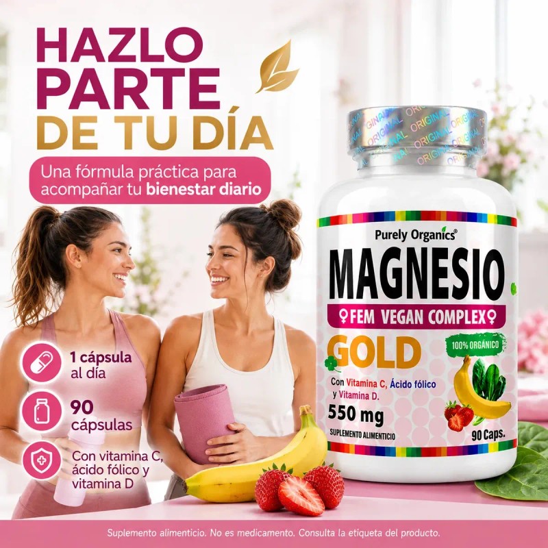 Magnesio Gold Fórmula Mujeres Cápsulas Purely Organics