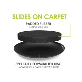 Slipstick Premium Reusable 58mm Furniture Sliders for Carpet & Rugs (16 Pack) Premium 2-1/4 Inch Round Furniture Movers for Sliding Furniture Easily, Plastic Slider Feet Coasters