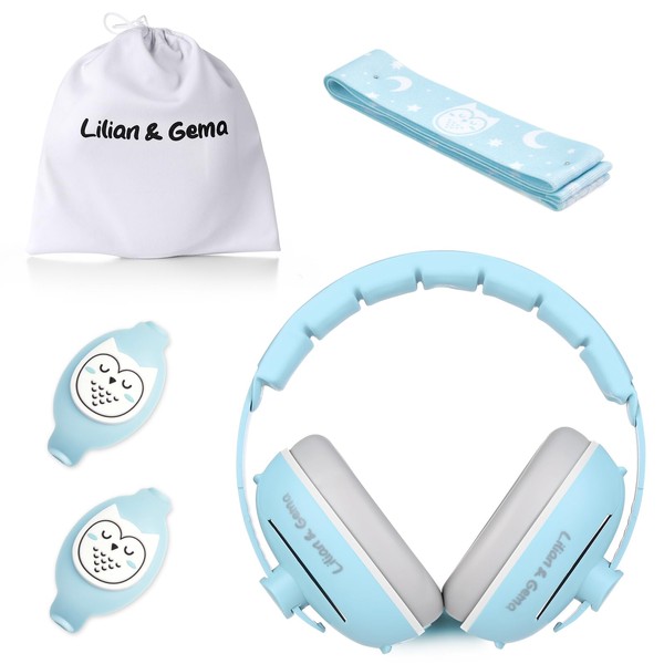 Lilian&Gema 2 in 1 Baby Ear Defenders, Adjustable Toddler Ear