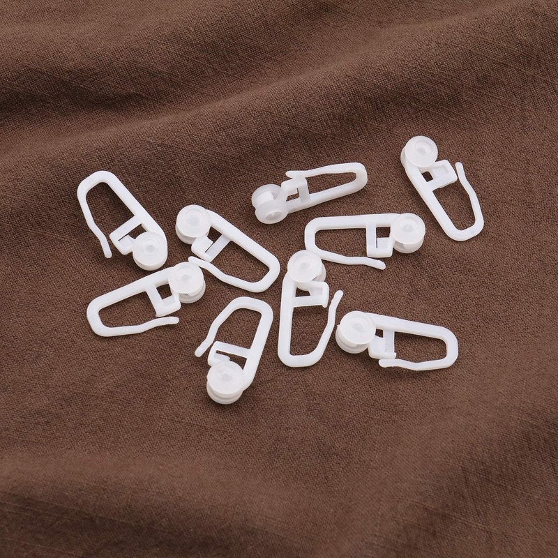 Create idea 100PCS Rolling Curtain Clips White Plastic Curtain Hooks