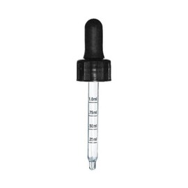 NuVape.net Graduated Measurement Marked Glass Dropper Closure Black (for 1 oz Boston Round Bottles) (Large Bulb for Full Draw)(10 - Pack)