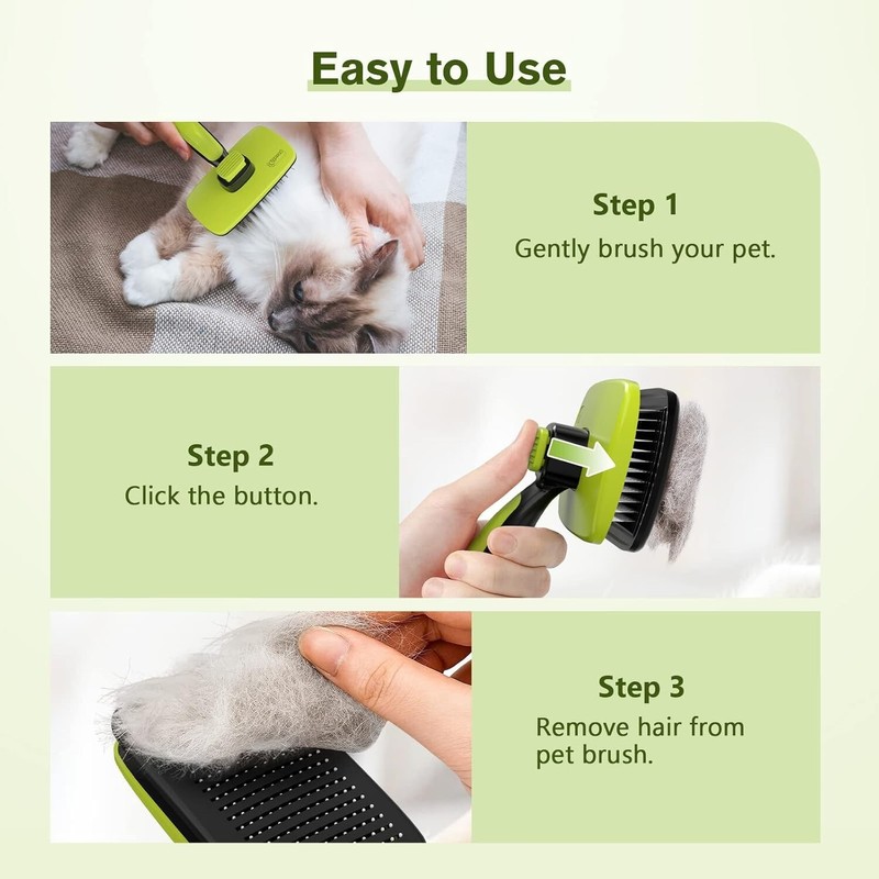 Pecute Self-Cleaning Slicker Brush for Dogs, Cats, Lightweight Dog Brush