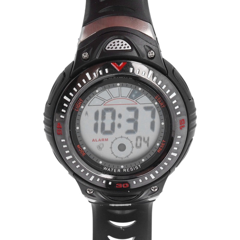 Black Men Digital Watch Waterproof LED Backlight Stopwatch Countdown 12/24