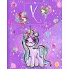 X: Unicorn Composition Notebook Wide Ruled | Monogrammed Initial X