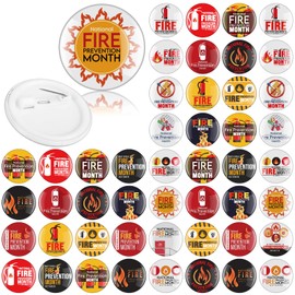 Liliaafar 100 Pcs National Fire Prevention Week Party Favors 1.5 Inch Firefighting Theme Badges Bulk Firefighting Button Pins Gifts for Fire Prevention Week Appreciation Thank You Accessories