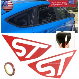 SDeelCase ST Poly Satin Red Quarter Window Glass Cover Louver For 12-18 Focus Hatchback