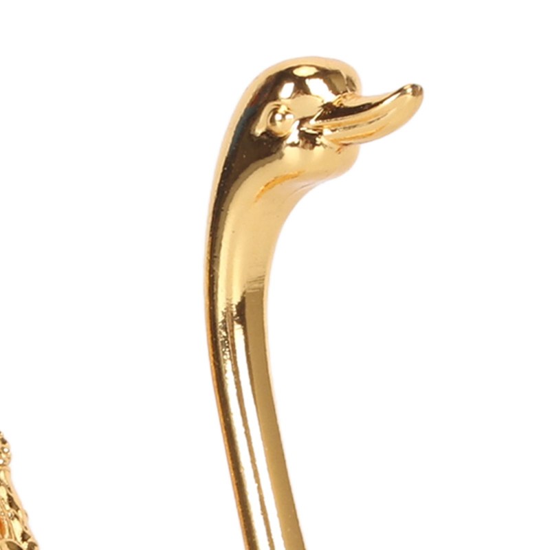 6Pcs Coffee Dessert Fork Set Metal Swan Base Holder Dessert