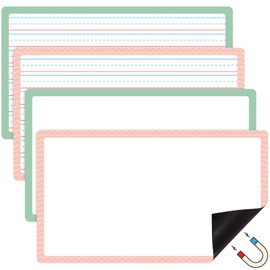 TecUnite 4pcs Jumbo Magnetic Draw & Write Paper 21.5" x 18" Dry Erase Handwriting Lined Paper Magnetic Lined Sheet for School, Office, Kitchen Fridge, Kids Drawing (Pink+Green)
