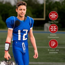 Pro Athletics QB Playbook Wristband - Football Quarterback Play Wristbands for Youth - Wrist Coach for All Sports with 3 Compartments (Red, Youth, 20-Pack)