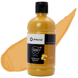Artecho Yellow Ochre Acrylic Paint Large Bottle 500ml / 17oz, Yellow Ochre Craft Paint for Art Supplies, Yellow Ochre Paint for Canvas, Rocks, Wood, Fabric, Ceramic, Non Toxic Paint