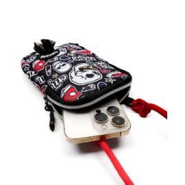 Pawlook Stay Organized on Dog Walks Dog Poop Bag Dispenser Mobile Phone Bag Carrystylish for a Complete paw-Friendly Ensemble (Skull)