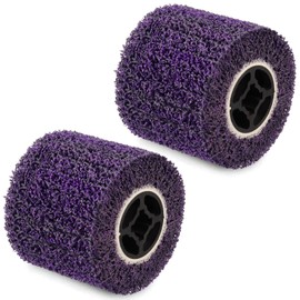 SHITIME 2 Pcs Abrasive Drawing Wheel Surface Conditioning Tool, 4.5" x 4" Wire Wheel Burnishing Tool for Metal Polishing Paint, Rust - 3/4" Quad Keyway for Hand held Polishing Machine(Purple)