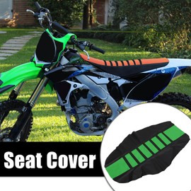 X AUTOHAUX Universal Motorcycle Pit Dirt Bike Faux Leather Soft Seat Cover Anti Slip Seat Cushion Green Black