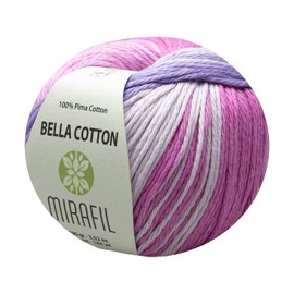 Paquete de 3 hilos de algodón Mirafil Bella, colores variados, 100% algodón Pima 50 g (1.76 oz) / 85 m (92 yardas), peso del hilo: 4: Worsted-Aran (multicolor)