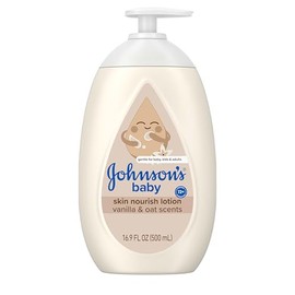 Johnsons Skin Nourish Locin hidratante para bebs para piel seca con aromas de vainilla y avena, 16.9 fl. onz                                          