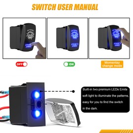 Okerny Rocker Switch 2 LED STROBE'S Zombie Momentary ON-ON-Off Switch for Changing Emergency Warning Strobe Light Flash Patterns ﻿