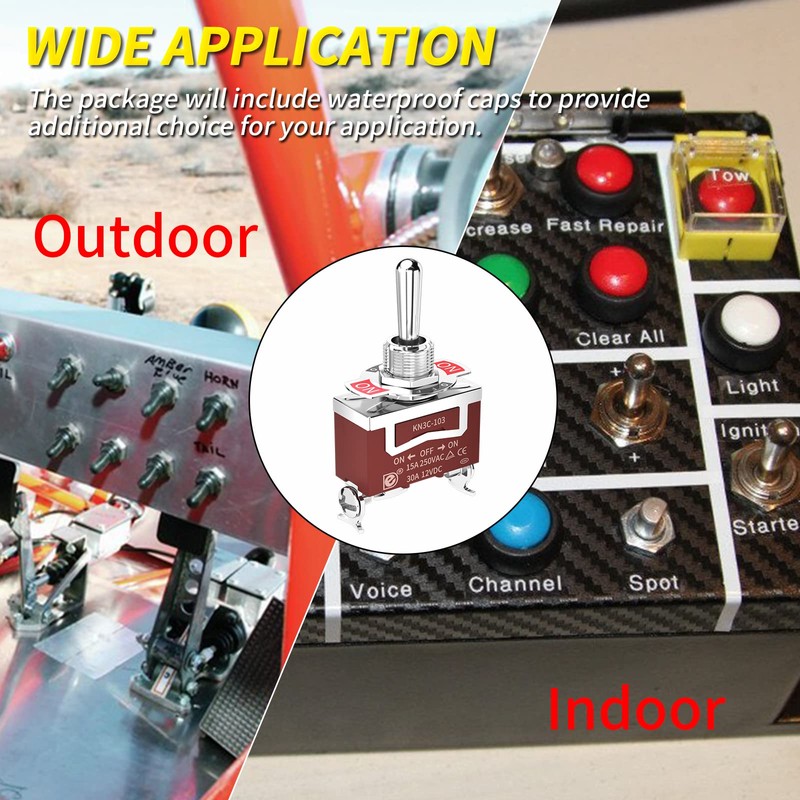 Joinfworld Waterproof Toggle Switch 12V DC 30A On Off On