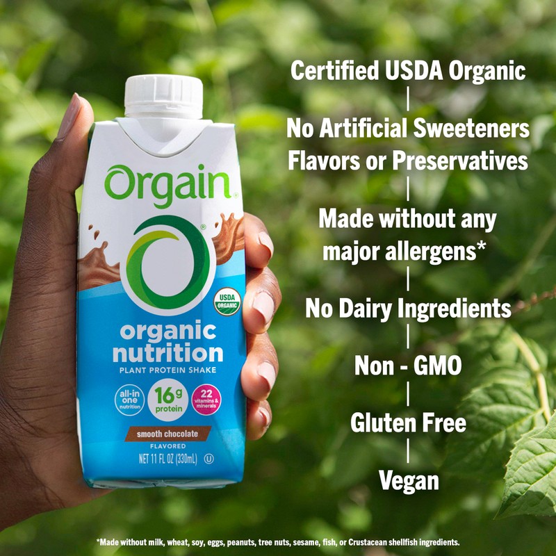 Orgain Organic Nutritional Vegan Protein Shake, Smooth Chocolate - 16g
