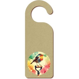 'Robin on a Garden Spade' 200mm x 72mm Door Hanger/Sign (DH00041788)