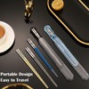 Metal Chopsticks Reusable With Case Stainless Steel Chopsticks Portable(2PC Blue