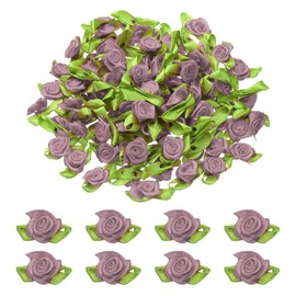 uxcell 100 Pcs Mini Ribbon Roses Flowers Bows for Crafts, 15mm/0.6" Dia Small Artificial Ornament Applique Flower Bows for DIY Wedding Birthday Festival Decoration, Dusty Rose