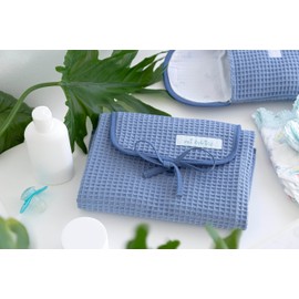 Mi bollito Set mit 2 wasserdichten Wickelunterlagen und Wickeltasche für Feuchttücher und Windeln. Vollständig in Spanien hergestellt., Blau Grau áceo, Einheitsgröße