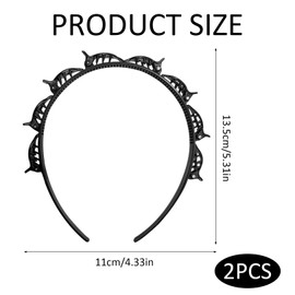 Haarreifen mit Klammern, 2 Stück Frisurenhilfe Haarreif mit Klammern, Hair Twister Haarreifen, Bangs Hairstyle Hairpin, Aushöhlen Twist Braid Headband, Haarreif mit clips, Styling-Zubehör für Frauen