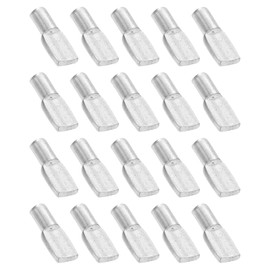 sourcing map 20Pcs Shelf Support Pegs, 5mm Spoon Shape Shelf Support Pins, Metal Support Pegs Holder for Kitchen Cabinet Bookcase (Silver)