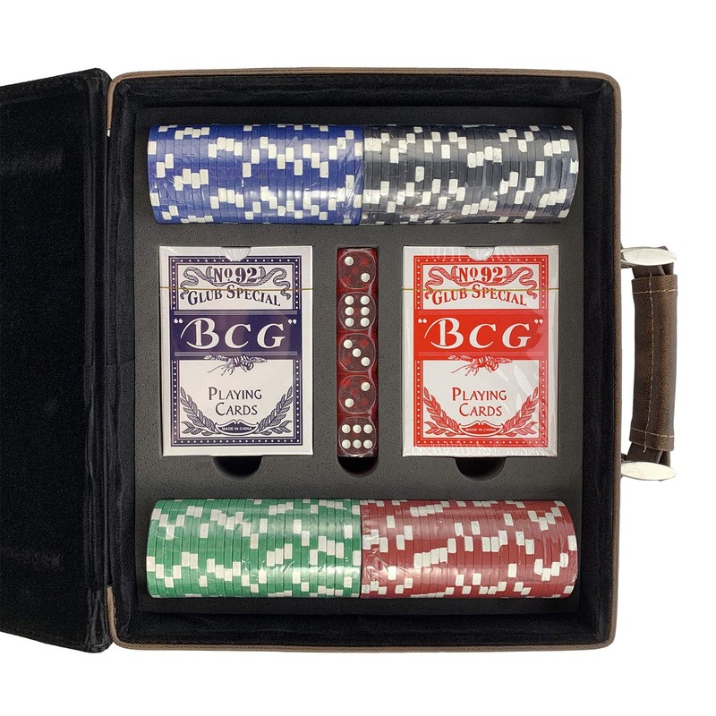 Morrison Irish Coat of Arms Leather Poker Set