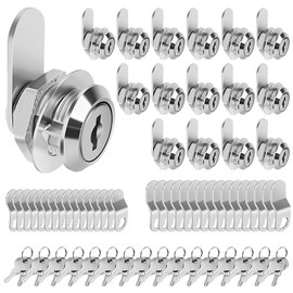 Pertinel Cam Locks Cabinet Locks Keyed Alike, 5/8'' (Length) Cylinder Fits on 3/8'' Max Panel Thickness, Secure Files Drawers Mailbox RV Storage Locks Replacement Set, Zinc Alloy(5/8 Inch 16Pcs)