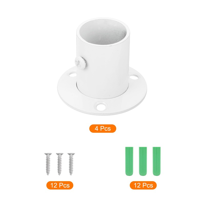 uxcell Closet Rod Bracket, 4Pcs Stainless Steel Flange Closet Holder,
