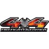 Firefighter Edition 4x4 Decal with Real Fire for your Chevy, Ford, Dodge, Toyota, Nissan or Honda - 1.75" h x 6" w