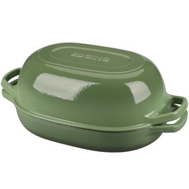 EDGING CASTING Enameled Cast Iron Dutch Oven Pot with Lid, Oval Dutch Oven for Bread Baking, Bread Oven for Homemade Sourdough Bread Baking, 7qt, Pistachio Green