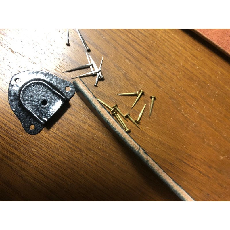 Antique Trunk Hardware-One Leather Trunk Handle, 2 Metal end caps