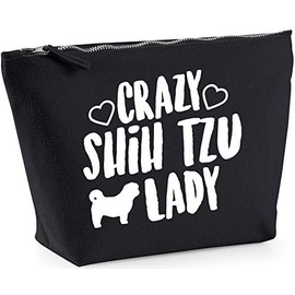 Hippowarehouse Crazy shih tzu lady dog printed make up cosmetic wash bag 18x19x9cm