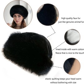 Uposao Artificial Fur Winter Hat for Women, Womens Furry Winter Hat Dome Hat Warm Trendy Plush Hat for Winter Travel Skiing Hiking Home