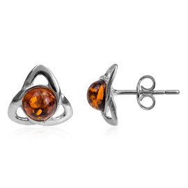 Ian and Valeri Co. Amber Sterling Silver Small Celtic Stud Earrings